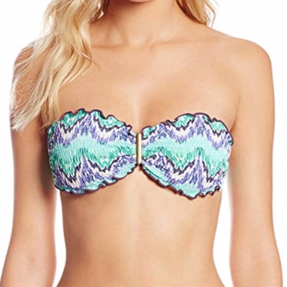 NWT Sofia by ViX [ Large ] Tie Dye Bandeau Bikini Top in‎ Aqua Mahal - Picture 3 of 9